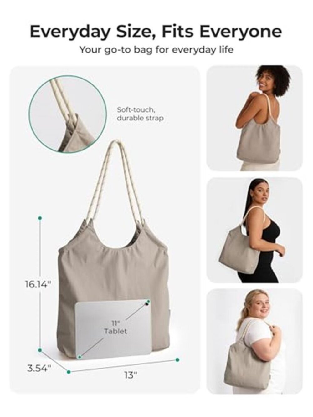 Beach Bags for Women Tote Bag with Zipper Travel Tote - Picture 4 of 6